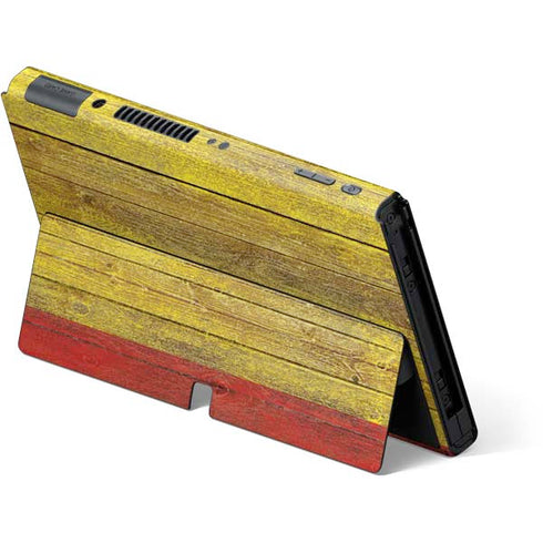 Spain Flag Dark Wood Nintendo Switch OLED (2021) Skin